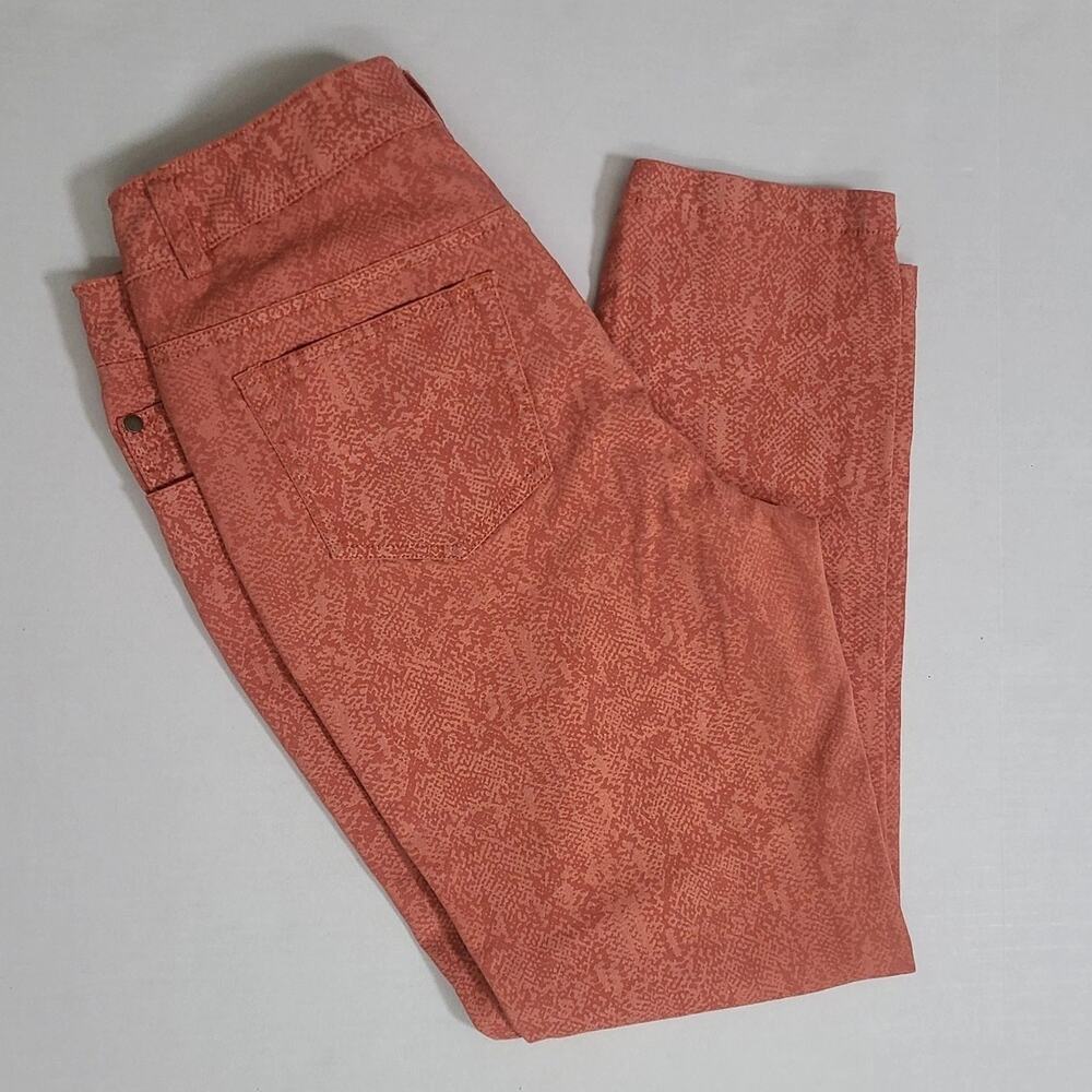 E39 by Eric Size 6 Rust Orange Printed Stretch Pants Women’s Slim Ankle Casual - Picture 3 of 9
